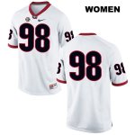 Women's Georgia Bulldogs NCAA #98 Rodrigo Blankenship Nike Stitched White Authentic No Name College Football Jersey CEW5154HH